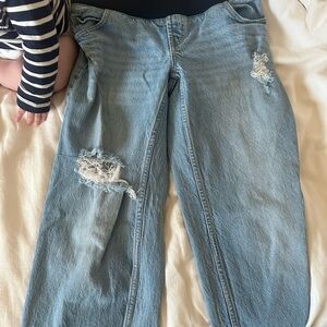 MATERNITY Light Blue Distressed Denim Jeans